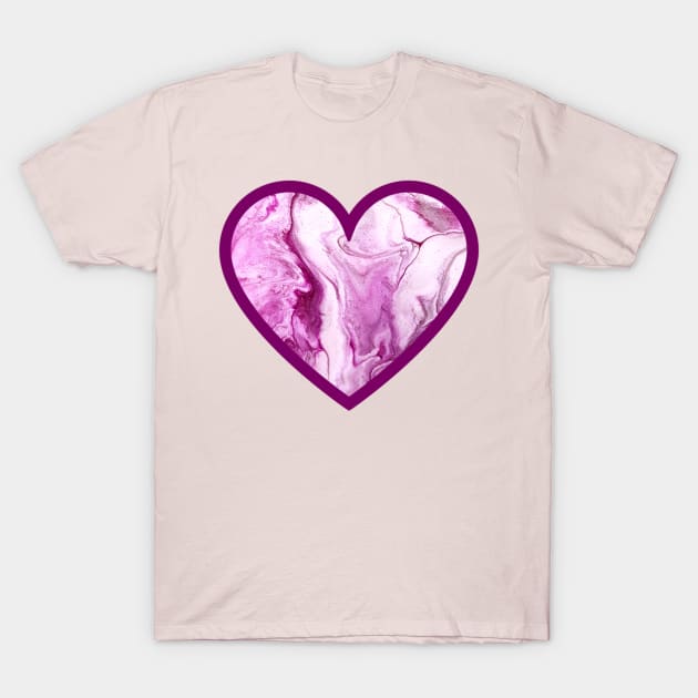 Baby Pink Paint Pour Heart T-Shirt by Designs_by_KC